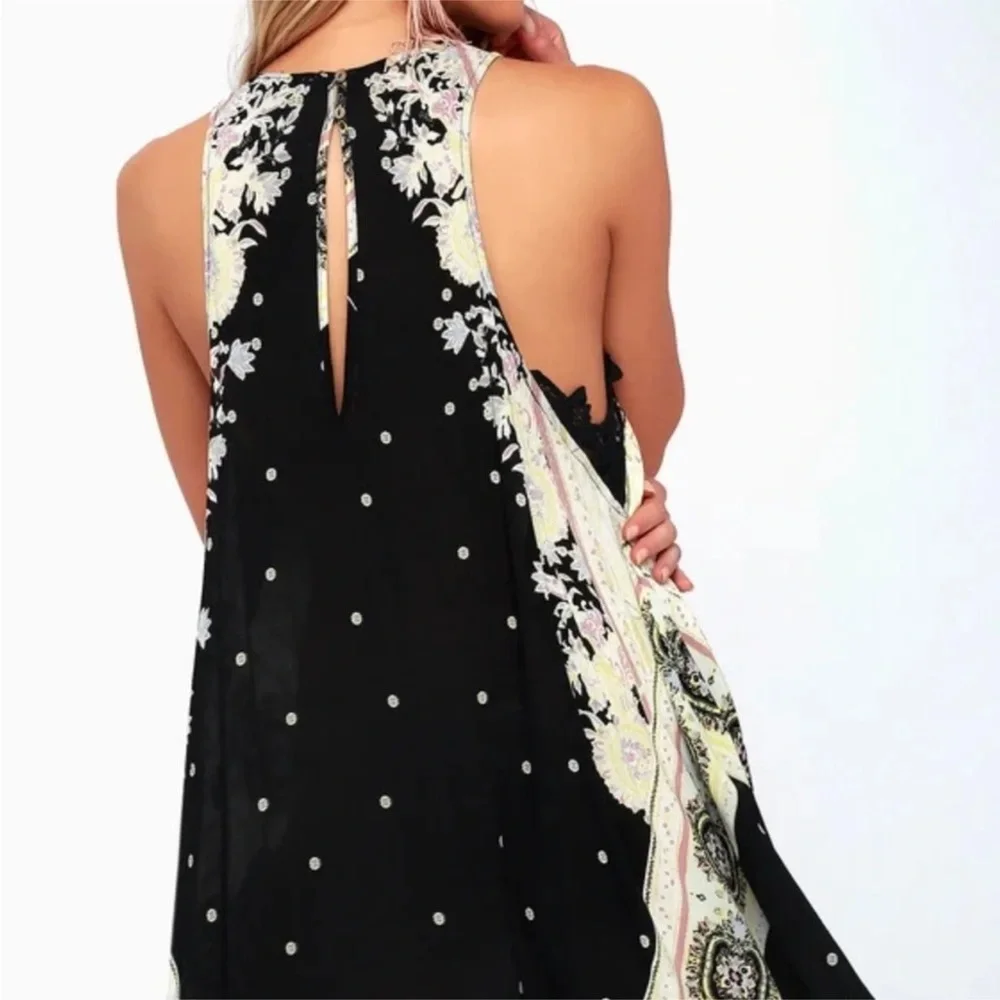 INTIMATELY FREE PEOPLE Size XS Darjeeling Printed Rayon Mini Slip Dress Boho - Picture 2 of 16